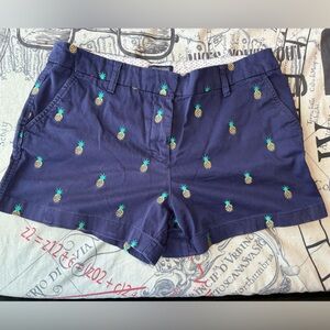 British Khaki Navy Pineapple Print Women's Cargo Shorts